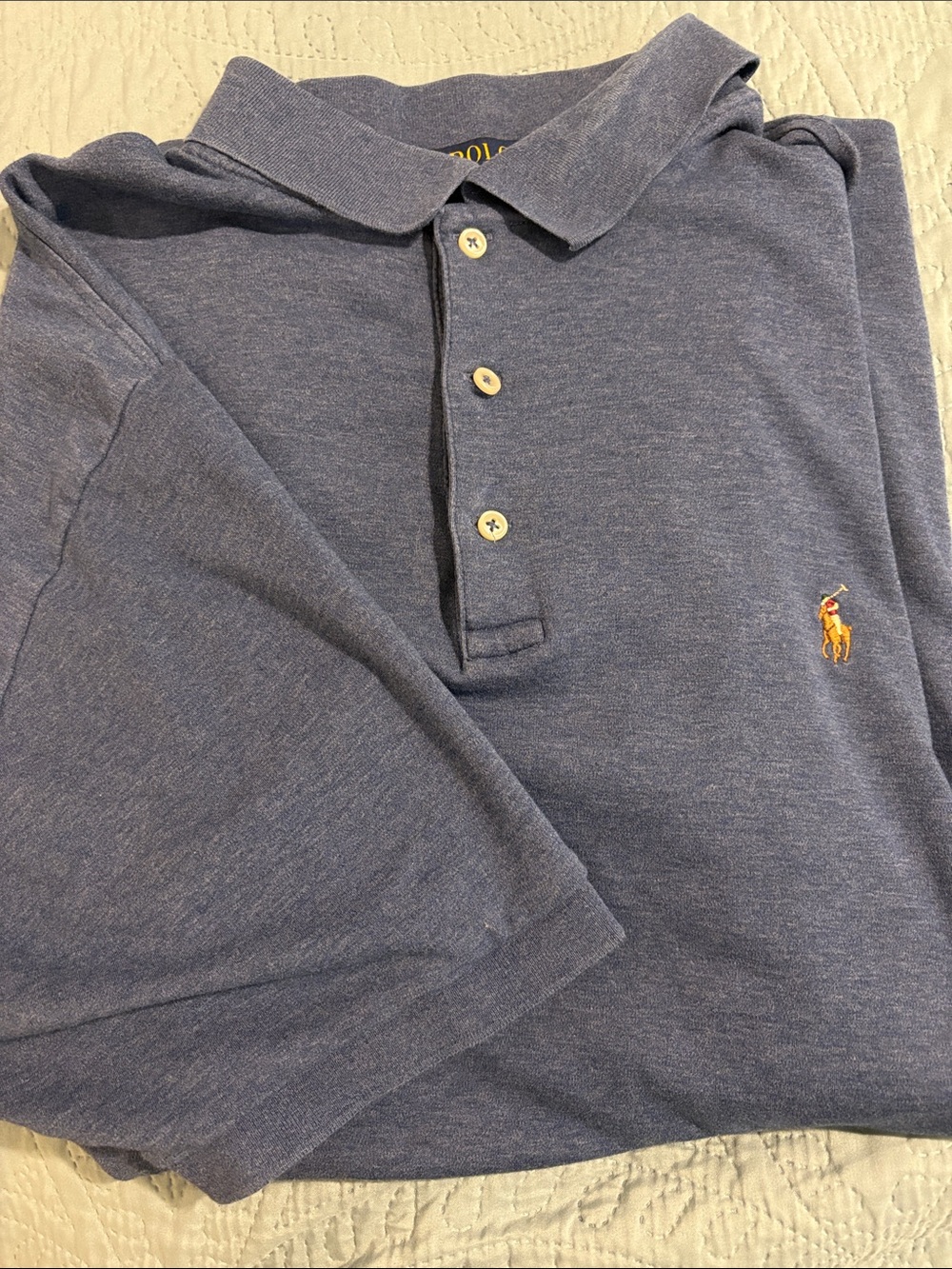 Ralph Lauren Heathered Blue Polo with Embroidered Pony